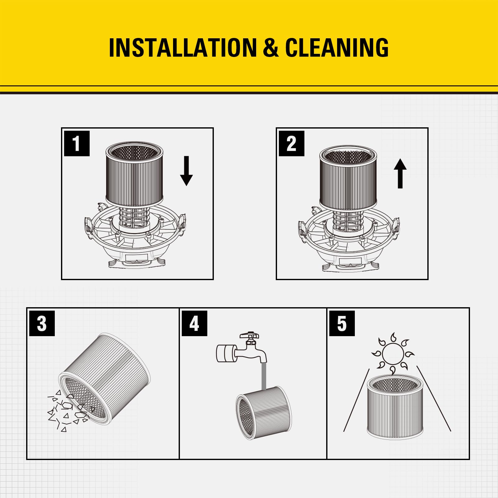 Stanley 08-2566B High Efficiency Shop Vac Filters, Replacement